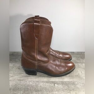 Vintage Hytest Men’s Brown Leather Motorcycle Biker Steel Toe Boots Size 11 D